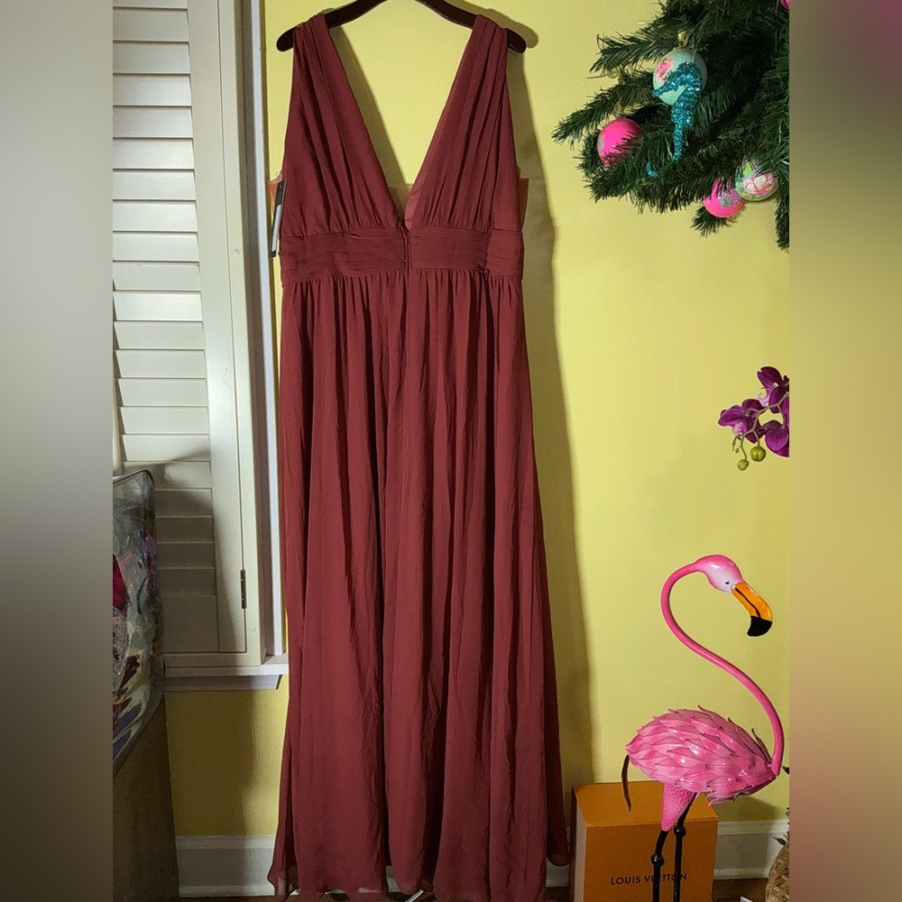 Eva Grecian Evening Gown Rust Measures XL - Picture 9 of 16